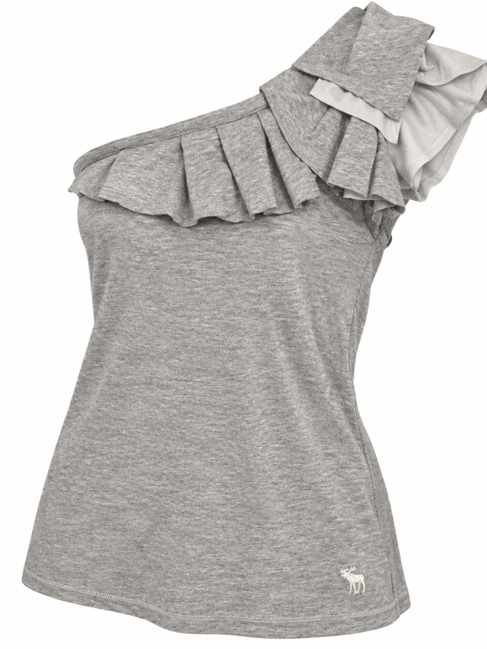 Abercrombie & Fitch One-Shoulder Ruffle Grey Women's Dress Top